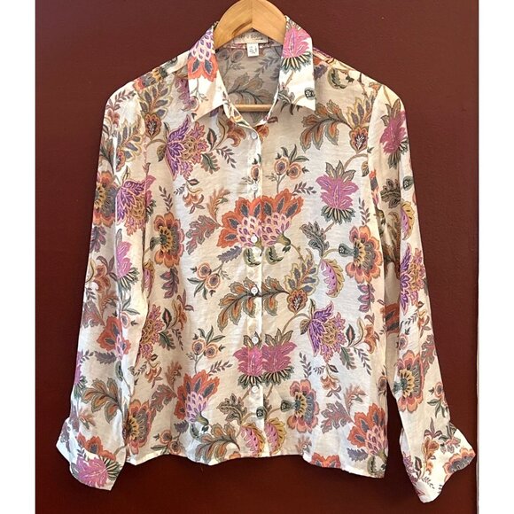 See U Soon Floral Button-Up Blouse Boho Cottagecore French Chic Long Sleeve XS - Picture 1 of 4